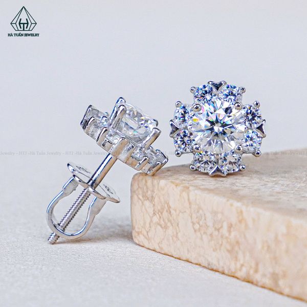  EX584 5mm Bông tai 4 cánh vuông 