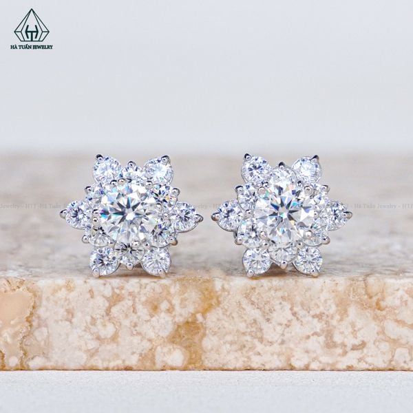  EX482 4.5mm Bông tai hoa 6 cánh nhọn 