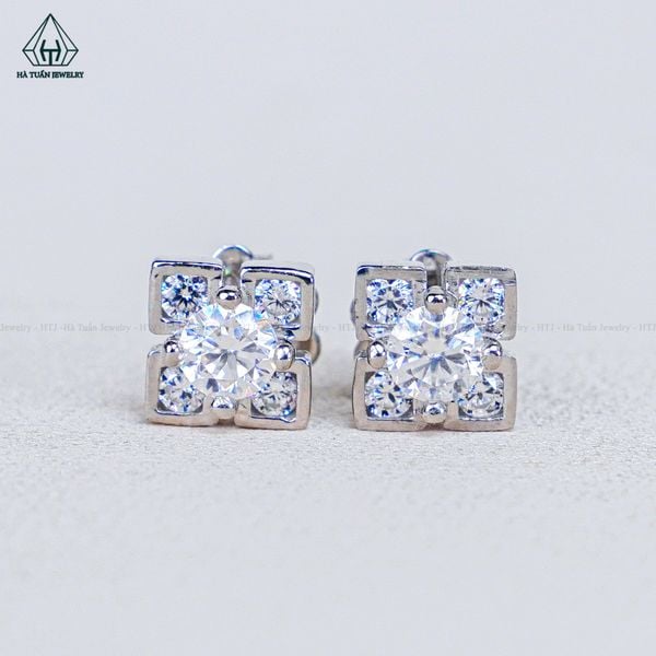  EX589 4mm Bông tai vuông 4 cánh 