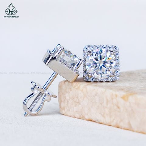 EX703 FULL MOIS 6.3mm Bông tai viền tấm vuông