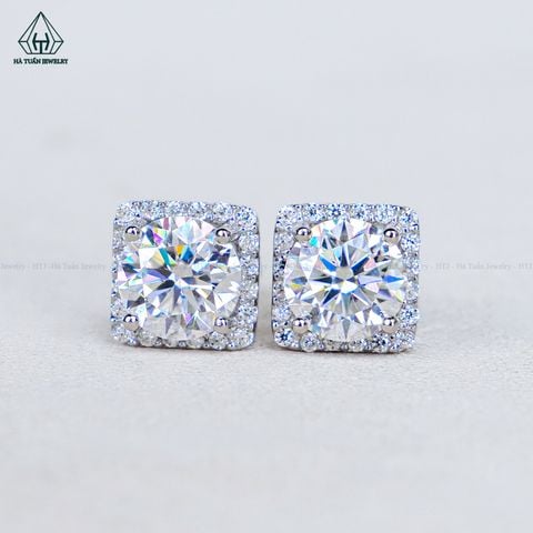 EX703 FULL MOIS 6.3mm Bông tai viền tấm vuông