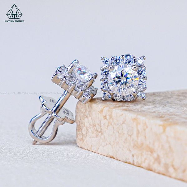  EX598 4.5mm Bông tai vuông cánh nhọn 