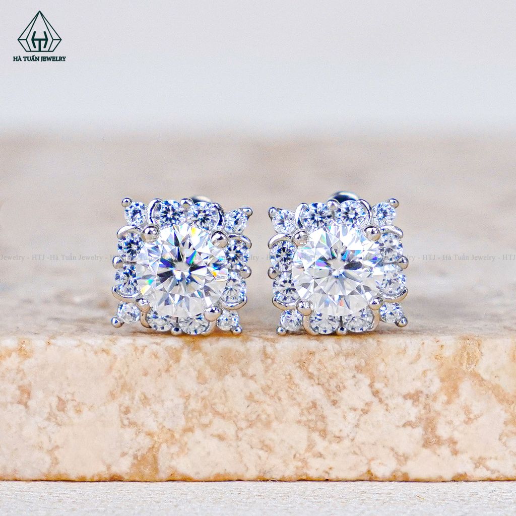 EX598 4.5mm Bông tai vuông cánh nhọn