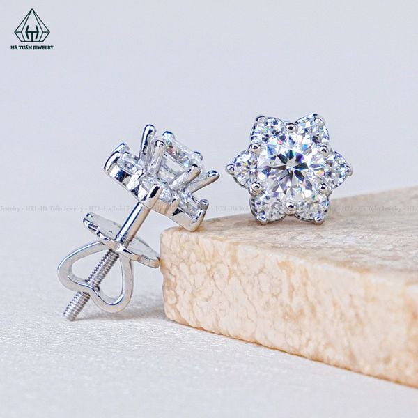  EX591 FULL MOIS 5mm Bông tai hoa 6 cánh 6 chấu 