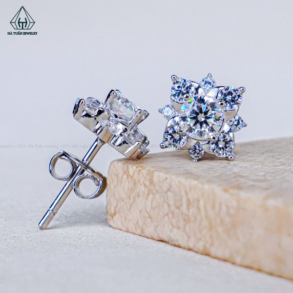  EX456 4.5mm Bông tai vuông nhọn chuôi đẩy 