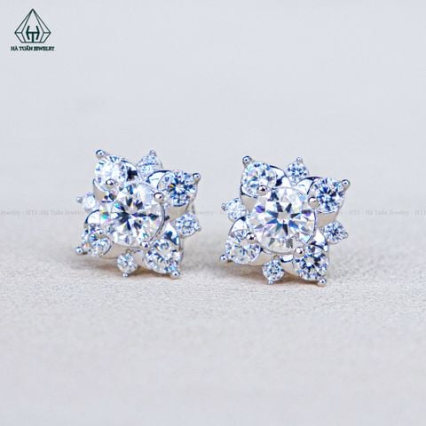 EX456 4.5mm Bông tai vuông nhọn chuôi đẩy
