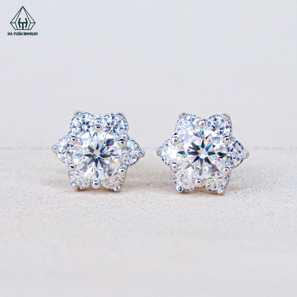 EX591 FULL MOIS 5mm Bông tai hoa 6 cánh 6 chấu