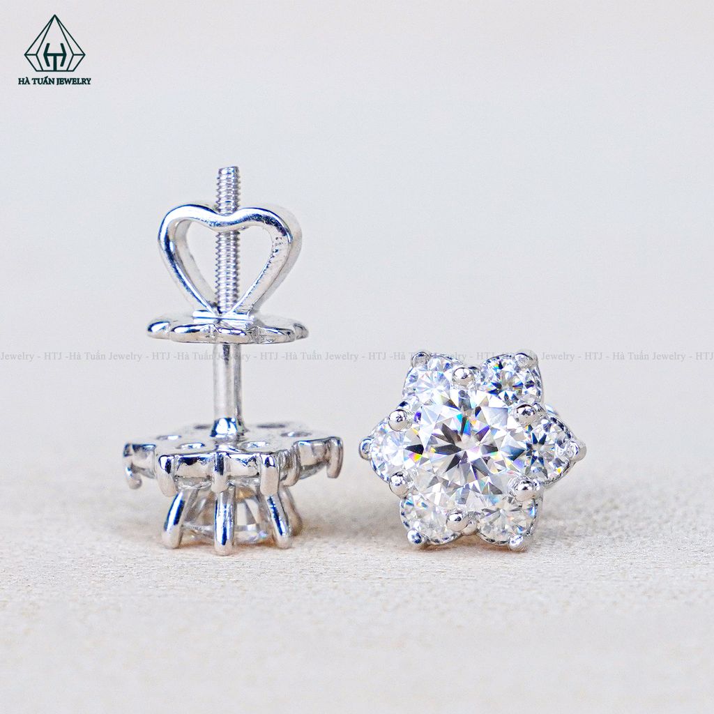 EX591 FULL MOIS 5mm Bông tai hoa 6 cánh 6 chấu