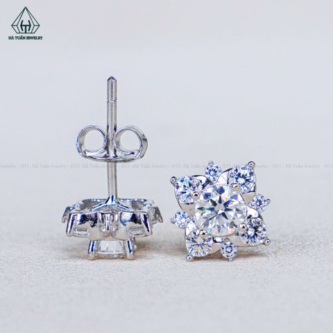EX456 4.5mm Bông tai vuông nhọn chuôi đẩy