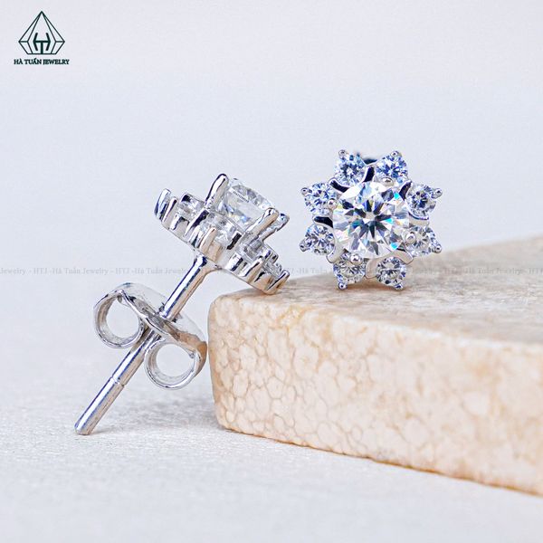  EX595 4mm Bông tai 8 cánh nhọn chuôi đẩy 