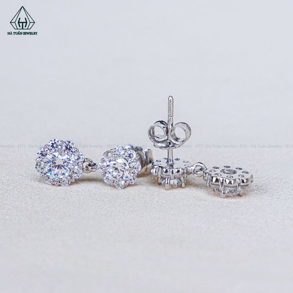  EX592 Bông tai đôi 3.6-4mm chuôi đẩy 