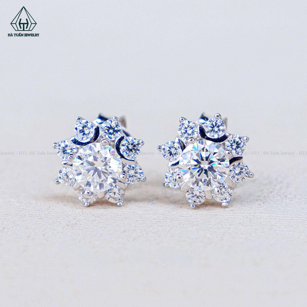 EX595 4mm Bông tai 8 cánh nhọn chuôi đẩy