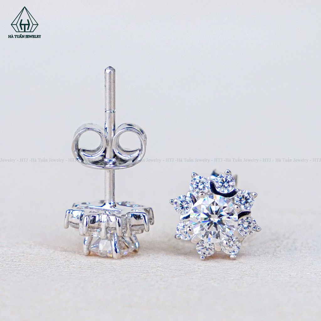 EX595 4mm Bông tai 8 cánh nhọn chuôi đẩy