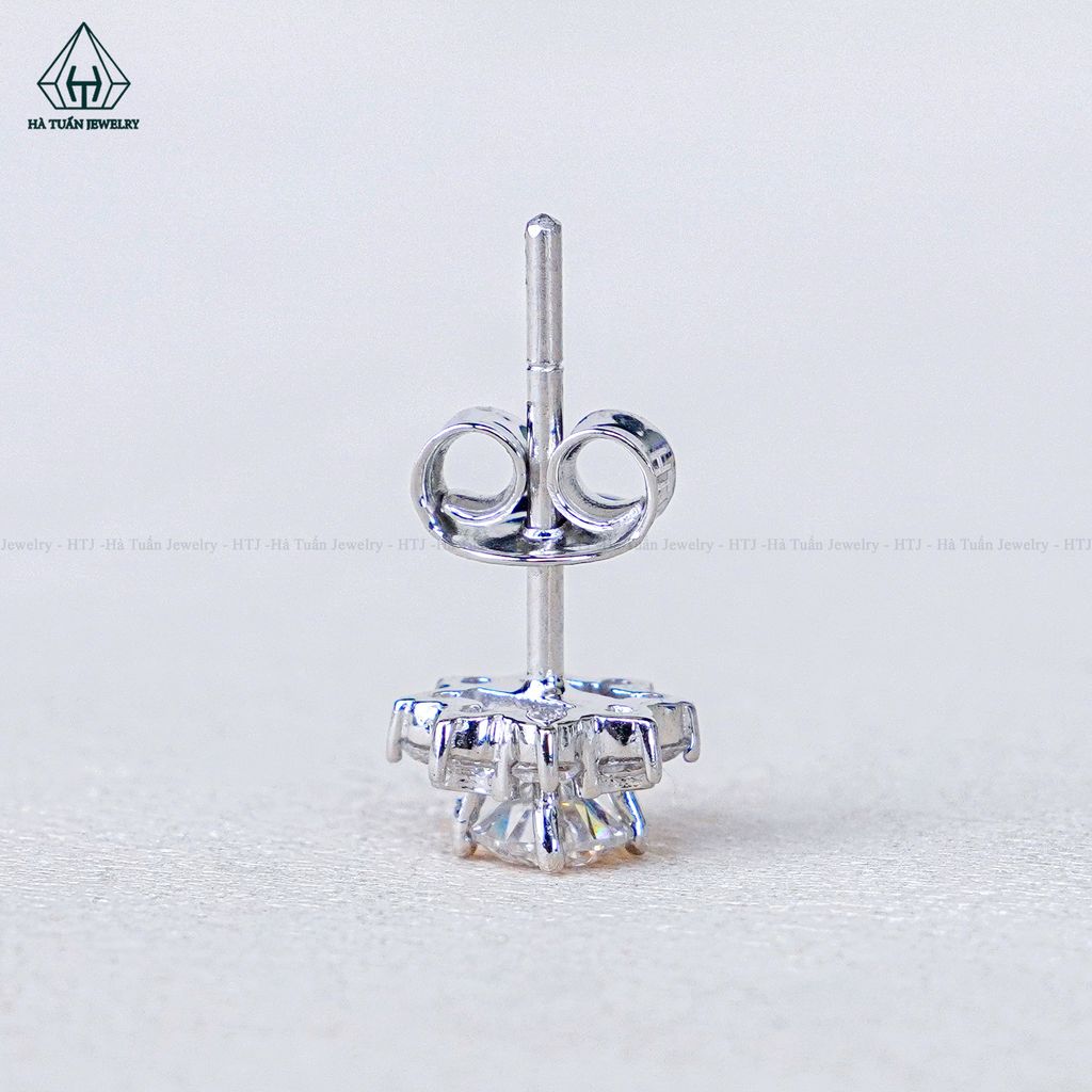 EX595 4mm Bông tai 8 cánh nhọn chuôi đẩy