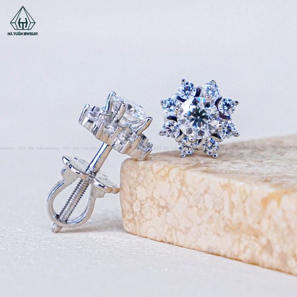  EX595 4mm Bông tai 8 cánh nhọn chuôi vặn 