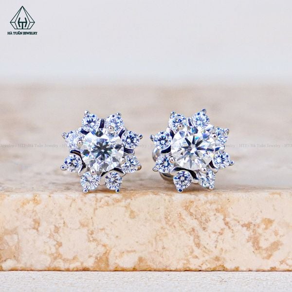  EX595 4mm Bông tai 8 cánh nhọn chuôi vặn 