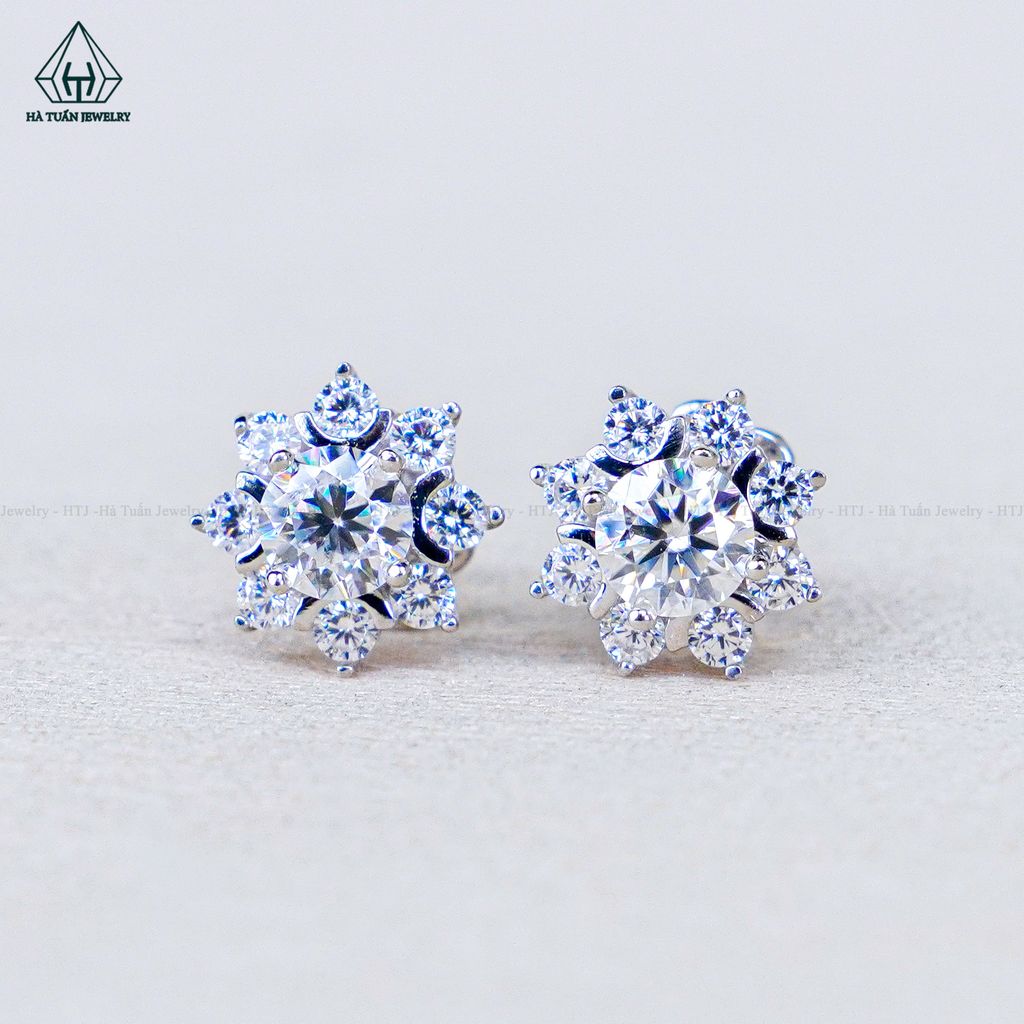 EX595 4mm Bông tai 8 cánh nhọn chuôi vặn