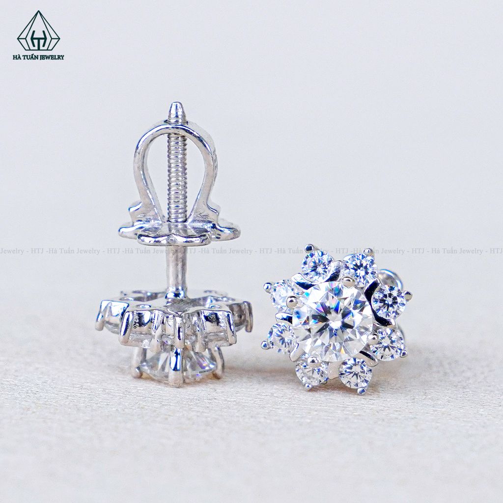 EX595 4mm Bông tai 8 cánh nhọn chuôi vặn