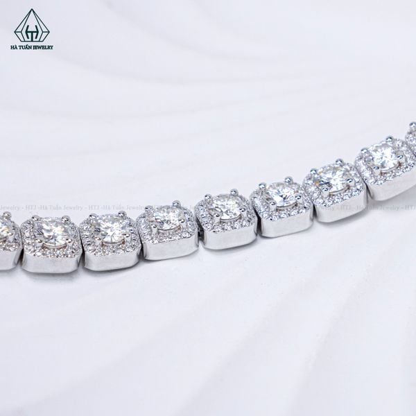  BGX232 Lắc tay FULL MOIS halo vuông chủ 4mm 