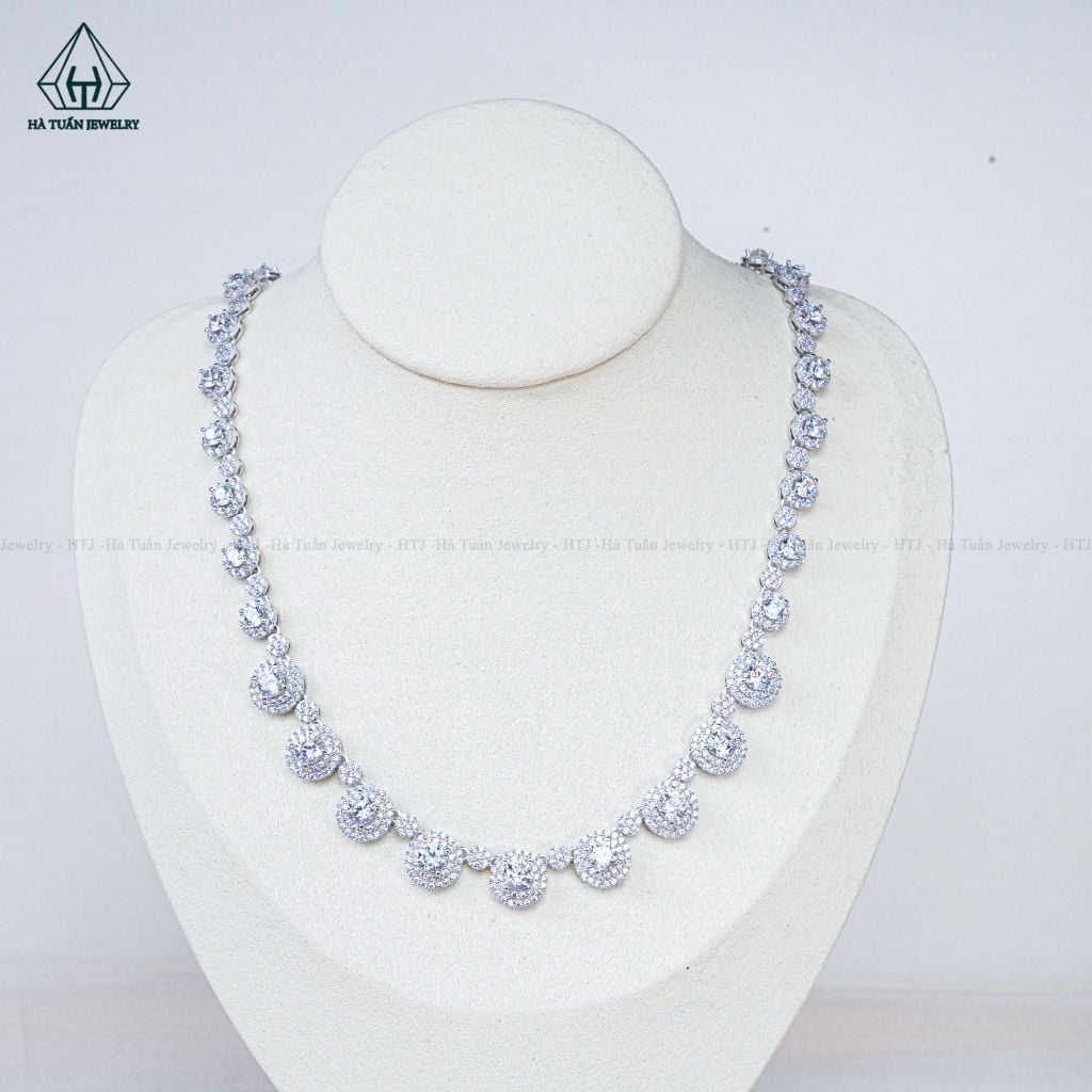 N689 Dây mặt liền halo Full CZ
