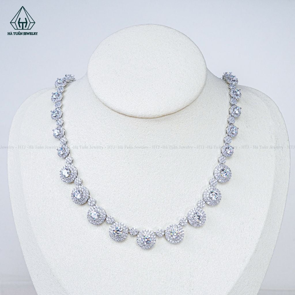N689 Dây mặt liền halo Full CZ
