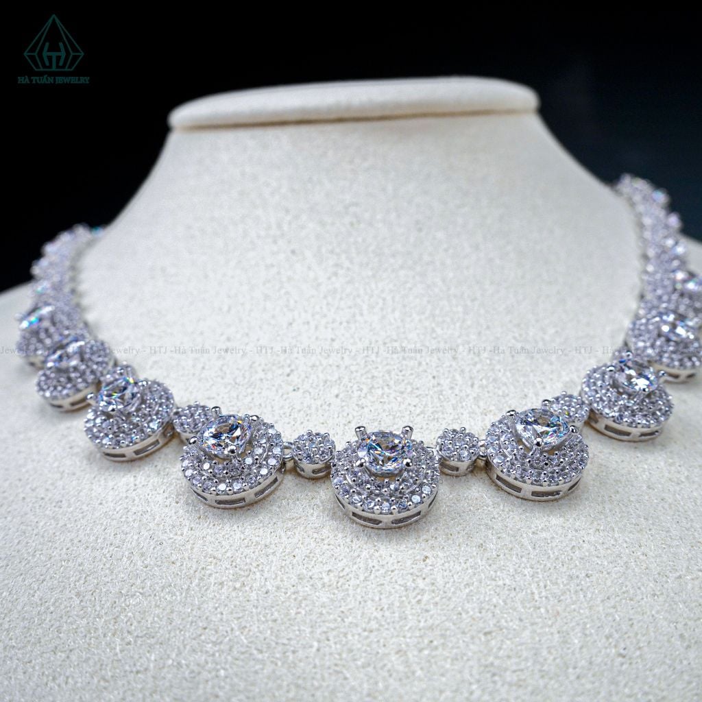 N689 Dây mặt liền halo Full CZ