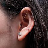  EX048 FULL MOIS 4-5-6mm Bông tai halo tròn 1 chiếc vỏ bông 