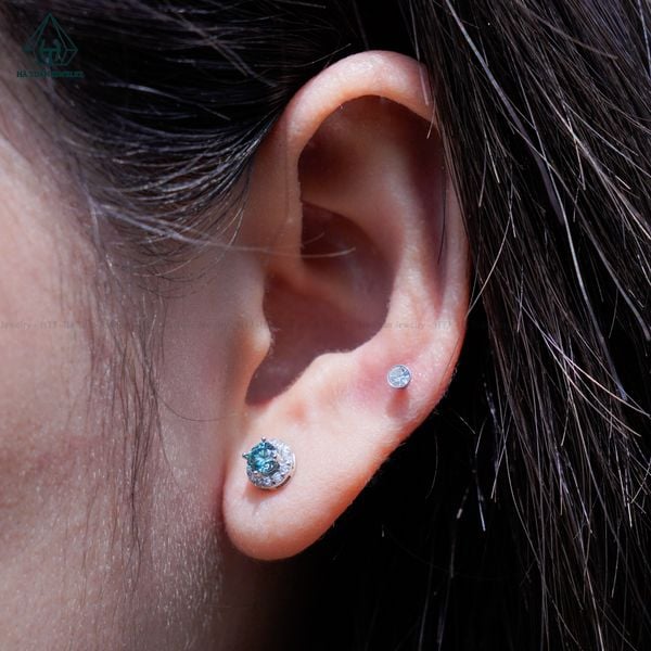  EX048 FULL MOIS 4-5-6mm Bông tai halo tròn 1 chiếc vỏ bông 