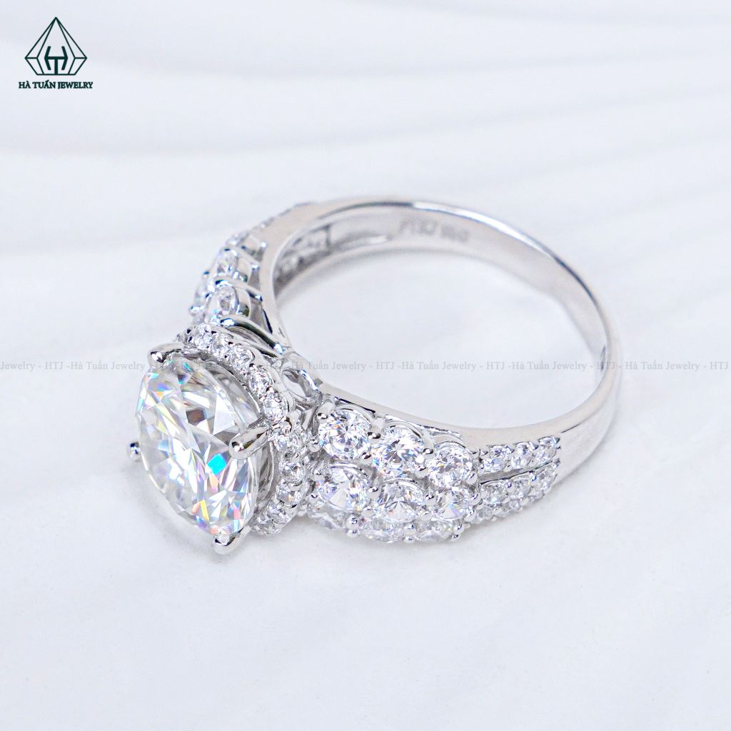 RX661 9mm Nhẫn nữ halo tròn