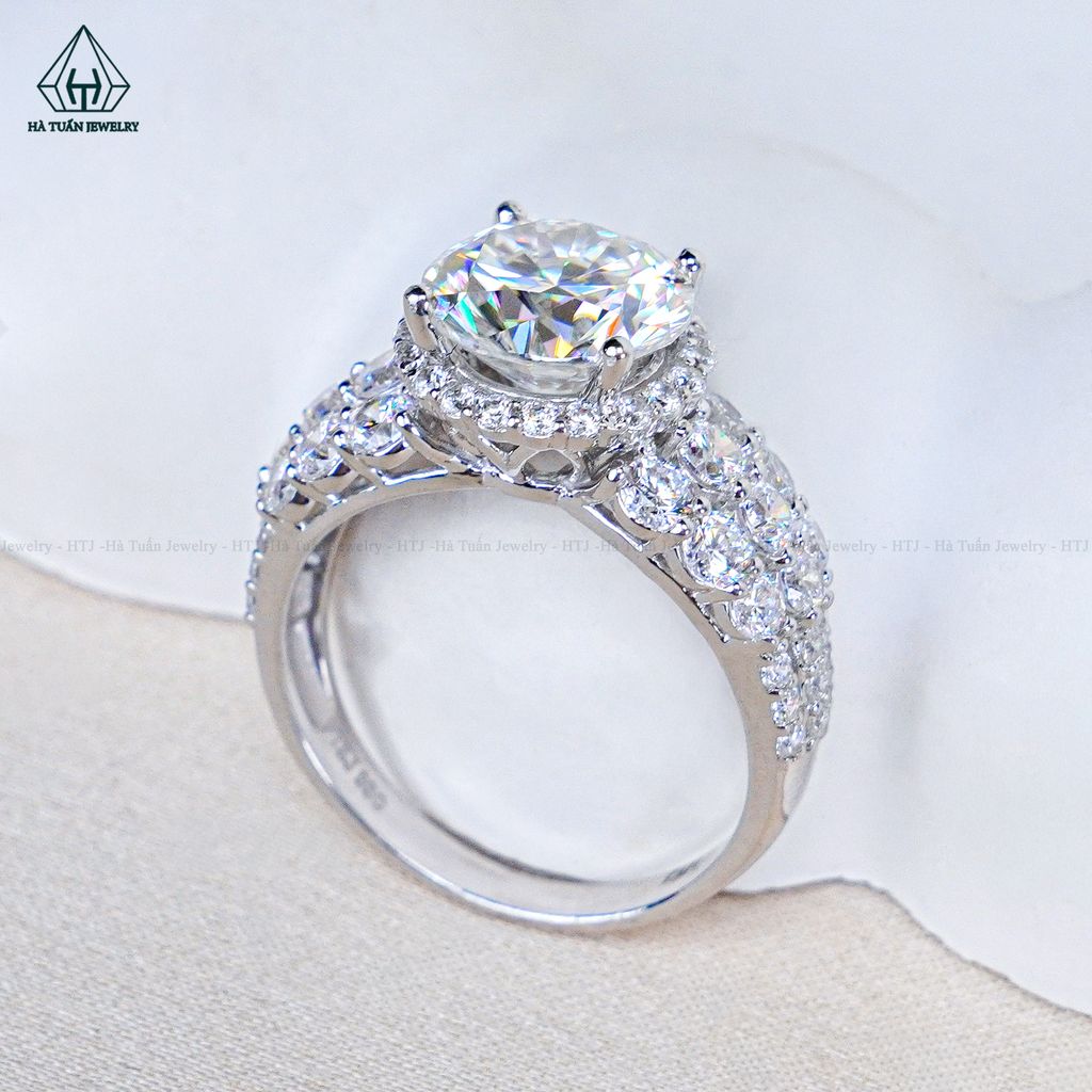 RX661 9mm Nhẫn nữ halo tròn