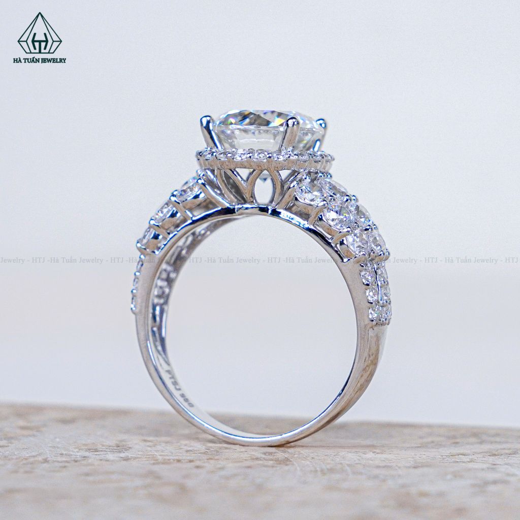 RX661 9mm Nhẫn nữ halo tròn