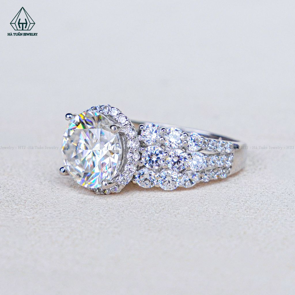 RX661 9mm Nhẫn nữ halo tròn