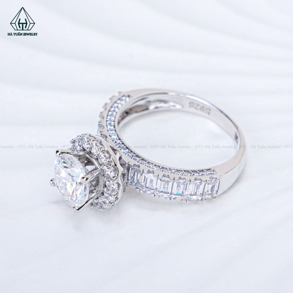 RX662 7mm Nhẫn nữ halo tròn