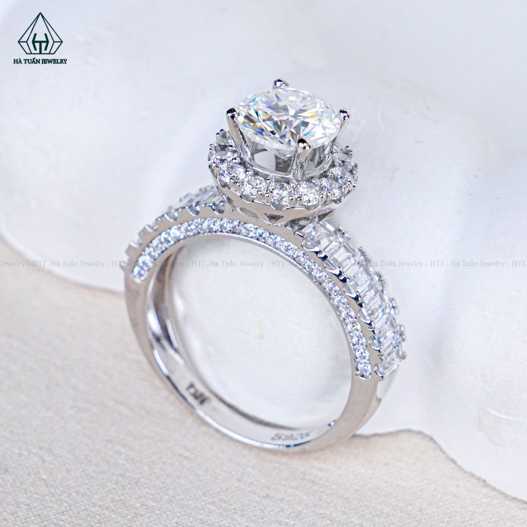 RX662 7mm Nhẫn nữ halo tròn