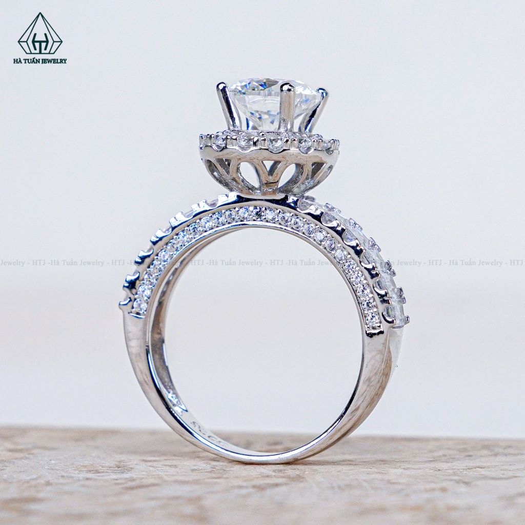 RX662 7mm Nhẫn nữ halo tròn