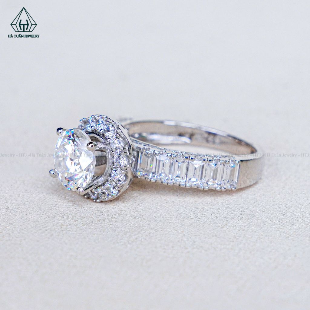RX662 7mm Nhẫn nữ halo tròn