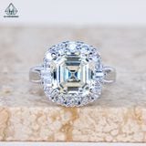  R988 Nhẫn nữ Asscher 9*9 CZ vàng nhạt 