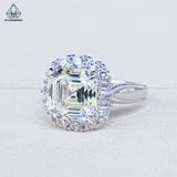 R988 Nhẫn nữ Asscher 9*9 CZ vàng nhạt 