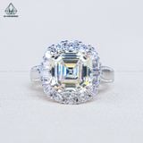  R988 Nhẫn nữ Asscher 9*9 CZ vàng nhạt 