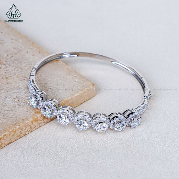  B099 Vòng tay móc máy 7 viên chủ CZ 5.4mm 