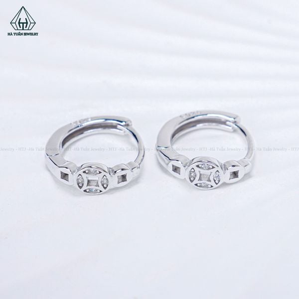  E087 Bông tai khoen 1 đồng tiền 
