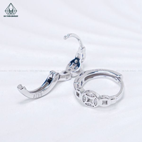  E087 Bông tai khoen 1 đồng tiền 