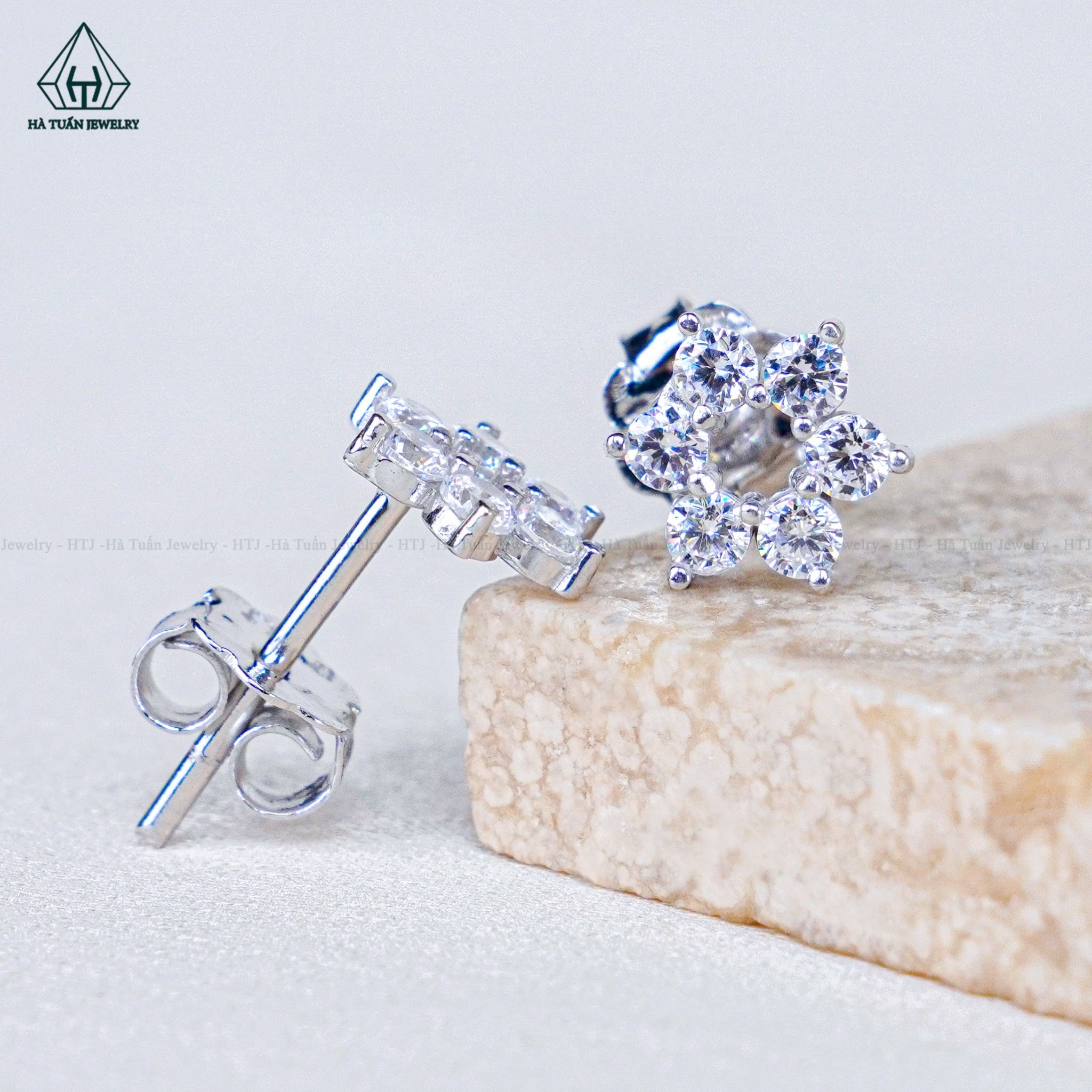  E089 Bông tai hoa 6 cánh nhọn 