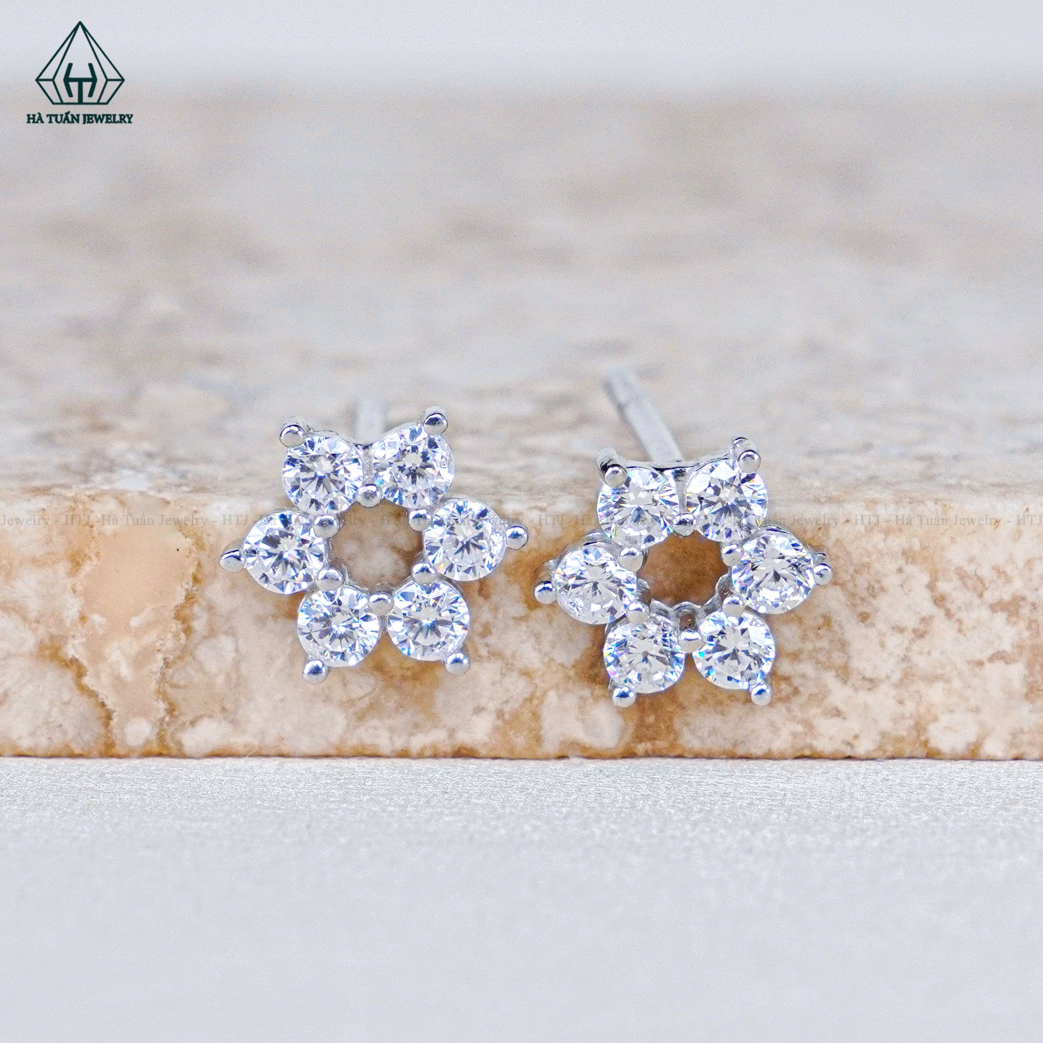  E089 Bông tai hoa 6 cánh nhọn 