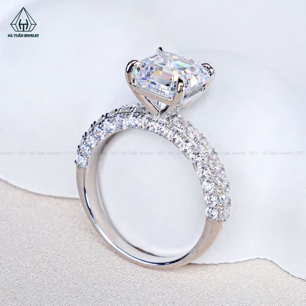  R015 Nhẫn nữ Asscher 8*8mm 