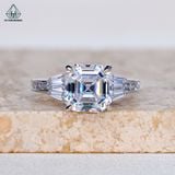  R016 Nhẫn nữ vuông Asscher 8*8mm 