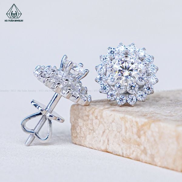  EX491 FULL MOIS 4.5mm Bông tai tròn cánh nhọn 