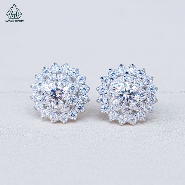  EX491 FULL MOIS 4.5mm Bông tai tròn cánh nhọn 