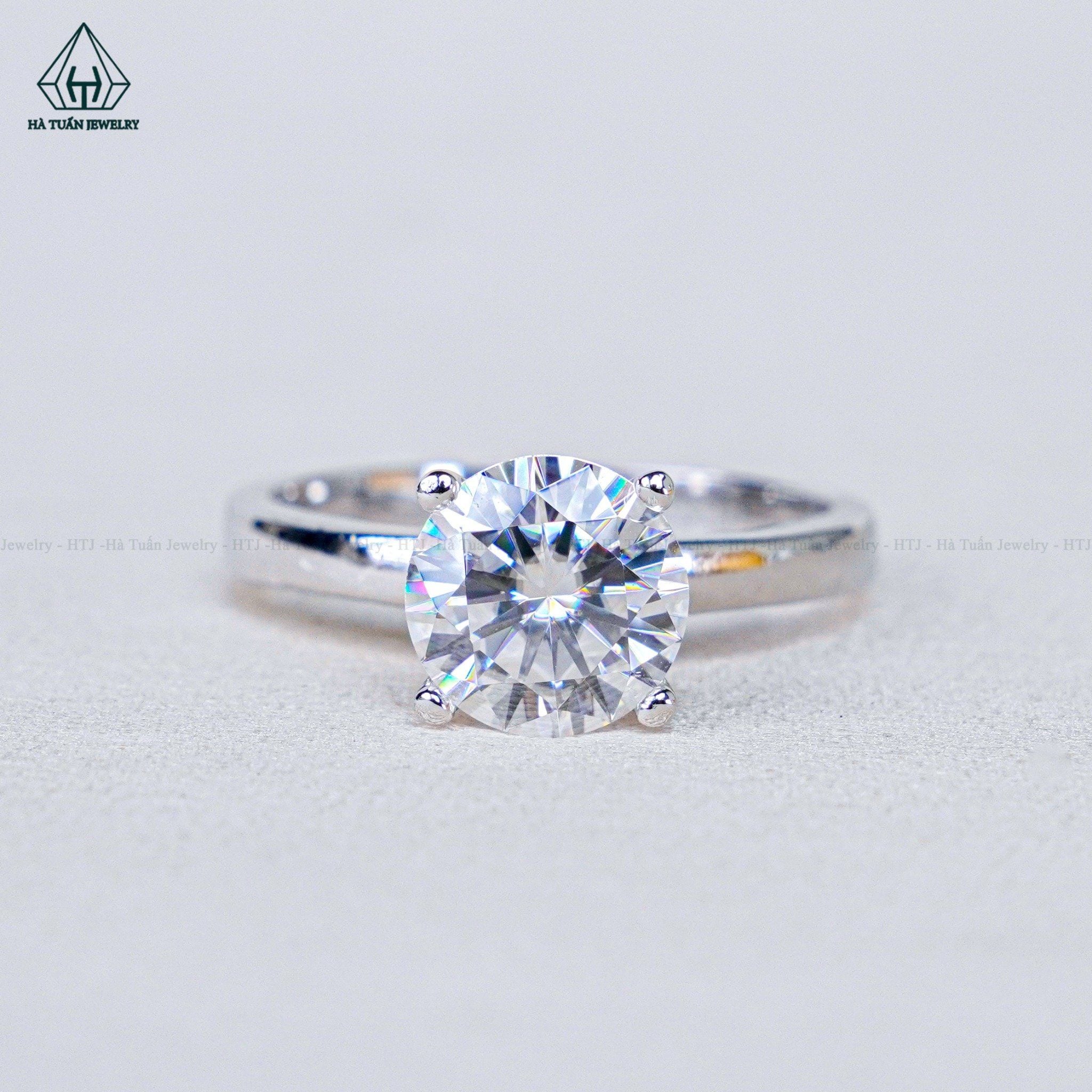  RX571 8mm Nhẫn nữ đai trơn 1 hột 