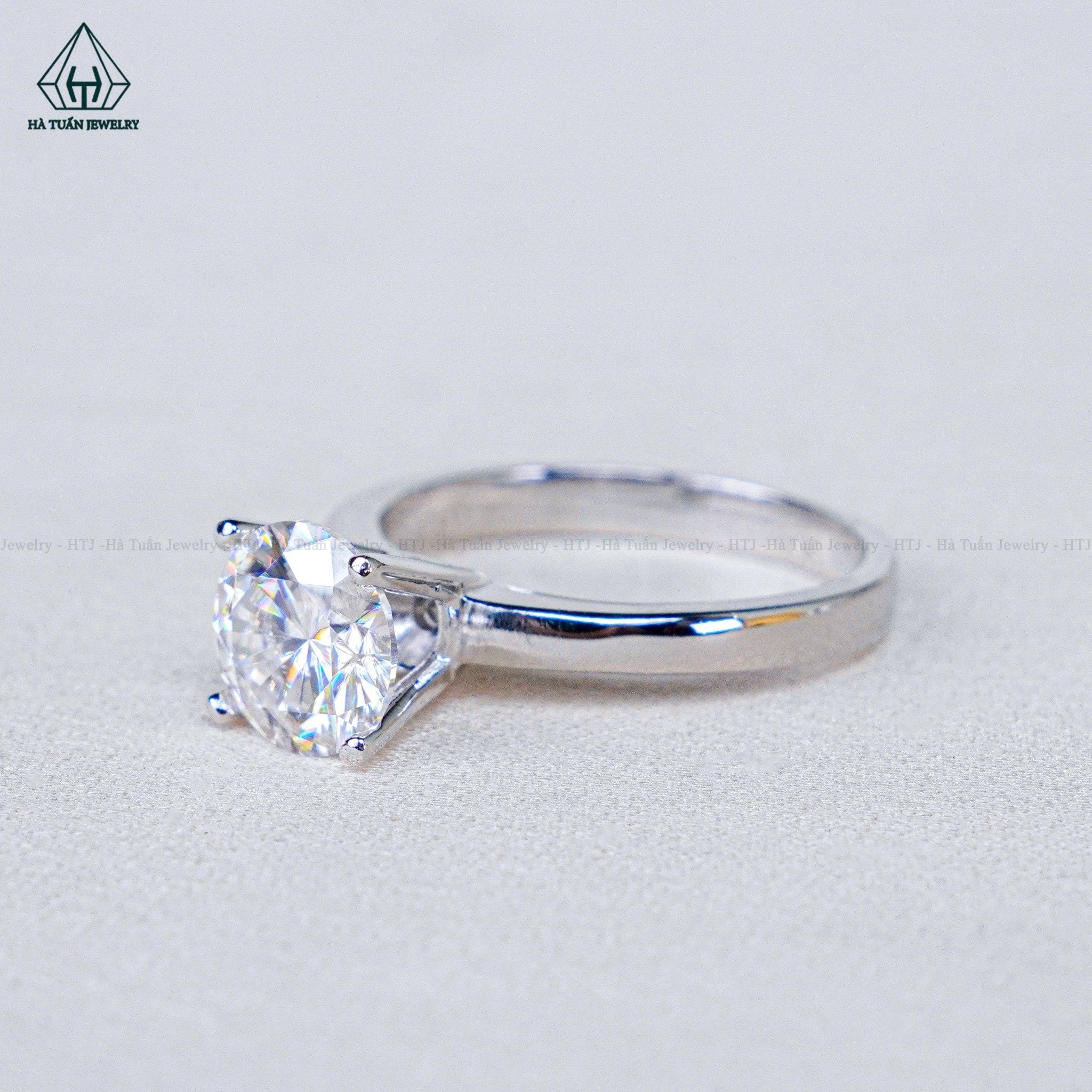  RX571 8mm Nhẫn nữ đai trơn 1 hột 